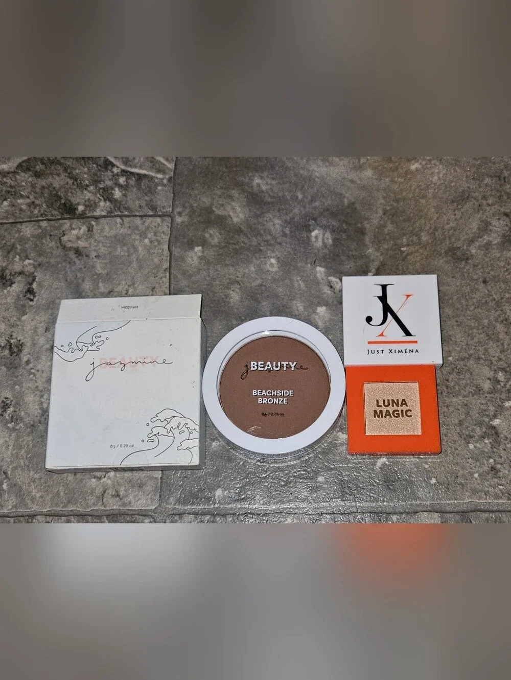 Jazmine Beauty Bronzer, Luna Magic & Just Ximena Highlighters BNIB